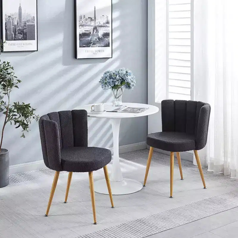 Chaises de salle à manger en velours jaune, chaises d'appoint sans accoudoirs à dossier haut, lot de 2