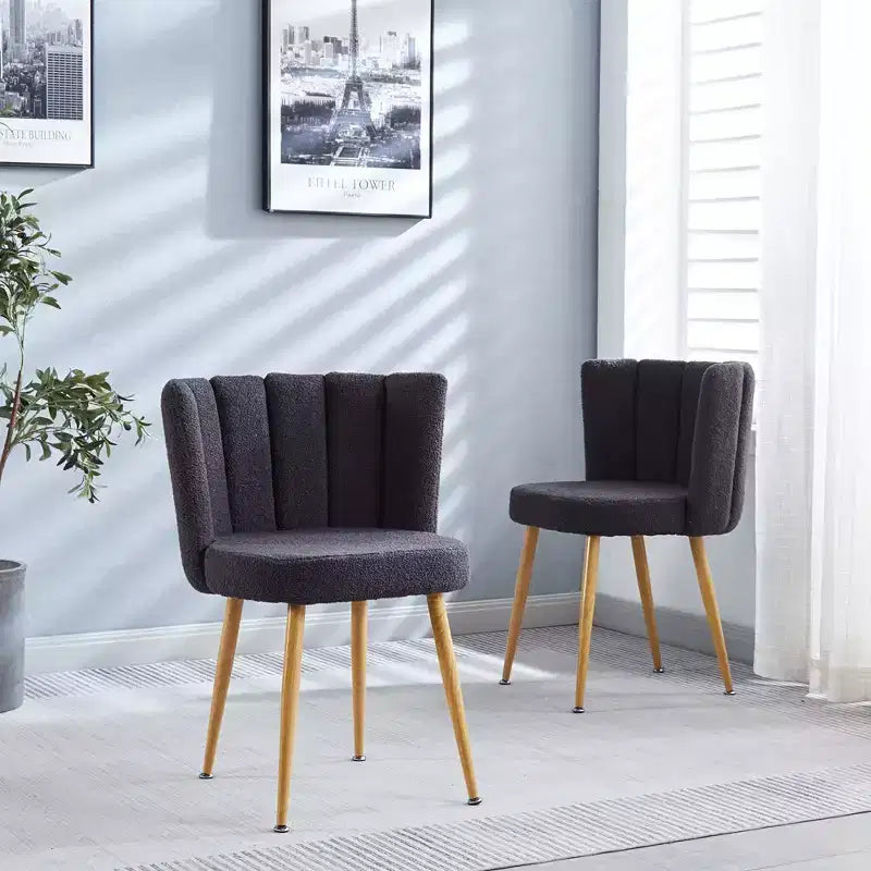 Chaises de salle à manger en velours jaune, chaises d'appoint sans accoudoirs à dossier haut, lot de 2