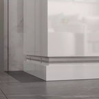 Meuble TV blanc laqué avec lumières LED et 2 tiroirs, convient pour TV jusqu'à 75 pouces