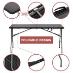 Table rectangulaire pliable noire, 6 places