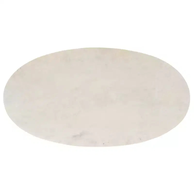 Table basse ovale, plateau en marbre blanc, structure en C dorée, 1 pièce