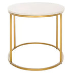 Table basse ovale, plateau en marbre blanc, structure en C dorée, 1 pièce