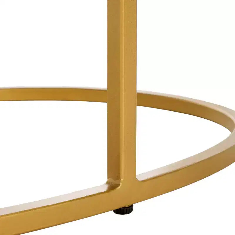 Table basse ovale, plateau en marbre blanc, structure en C dorée, 1 pièce