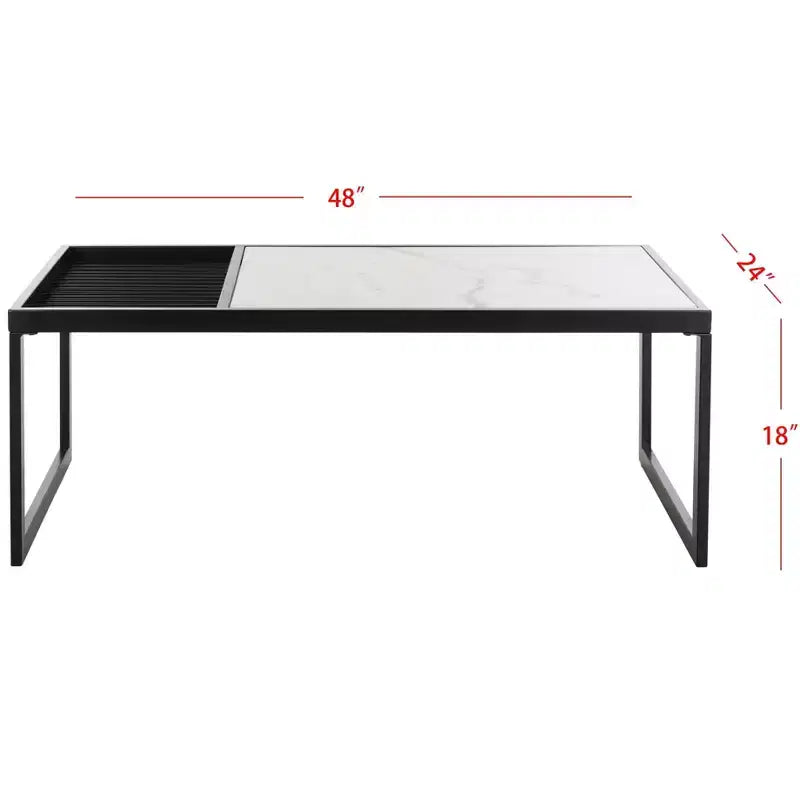 Table basse rectangulaire blanche, pieds en boucle, pour 1 personne