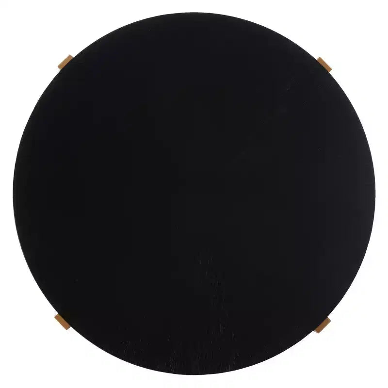 Table basse ronde avec piétement métallique entrecroisé