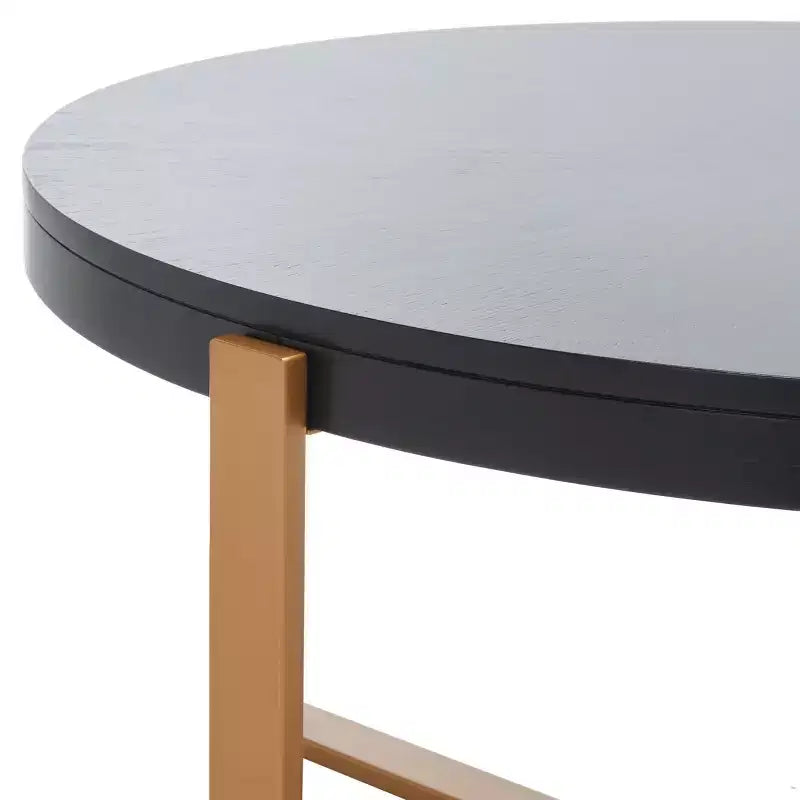 Table basse ronde avec piétement métallique entrecroisé