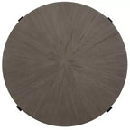 Table basse ronde avec piétement métallique entrecroisé