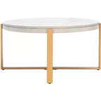 Table basse ronde avec piétement métallique entrecroisé