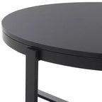 Table basse ronde avec piétement métallique entrecroisé