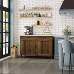 Meuble de rangement marron avec 2 portes et 2 tiroirs, MDF, montage par 1 personne
