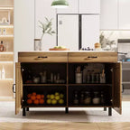 Meuble de rangement marron avec 2 portes et 2 tiroirs, MDF, montage par 1 personne