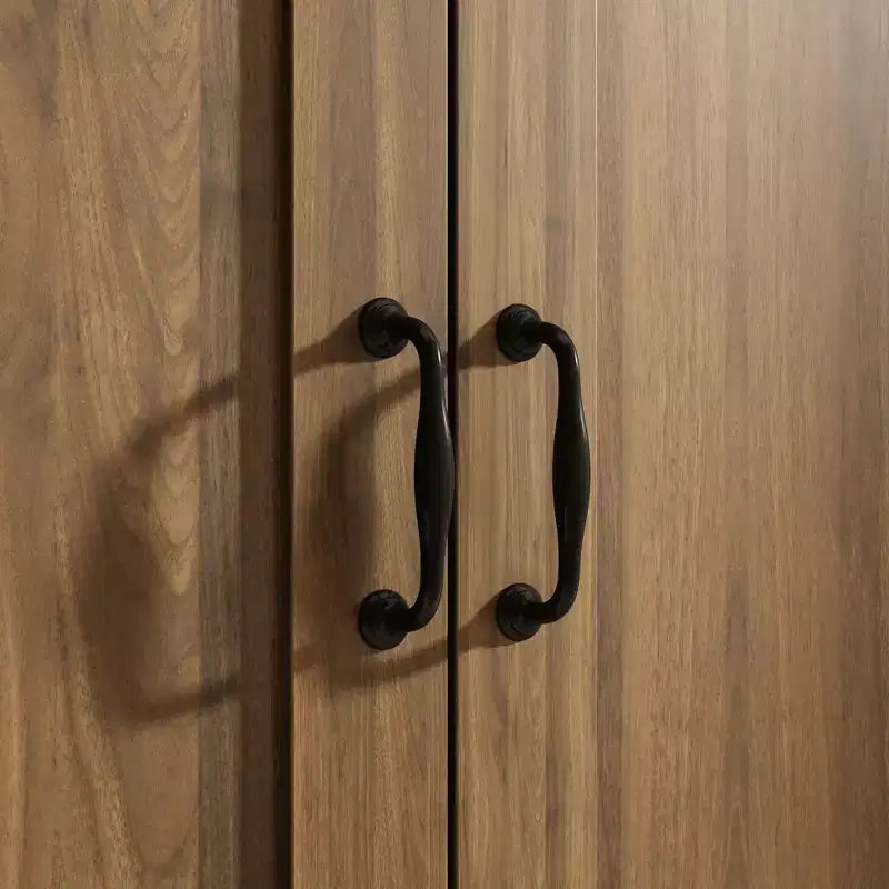 Meuble de rangement marron avec 2 portes et 2 tiroirs, MDF, montage par 1 personne