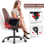 Chaise de bureau mi-hauteur en similicuir avec support lombaire réglable – Noir / Marron / Blanc, 1 personne