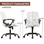 Chaise de bureau mi-hauteur en similicuir avec support lombaire réglable – Noir / Marron / Blanc, 1 personne