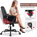 Chaise de bureau mi-hauteur en similicuir avec support lombaire réglable – Noir / Marron / Blanc, 1 personne