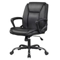 FDW PU Leather Task Chair Home Office Chair with Lumbar Support and Mid Back