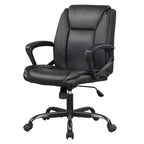 FDW PU Leather Task Chair Home Office Chair with Lumbar Support and Mid Back