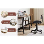 Tabouret roulant pivotant réglable en hauteur avec dossier, noir/café, une place