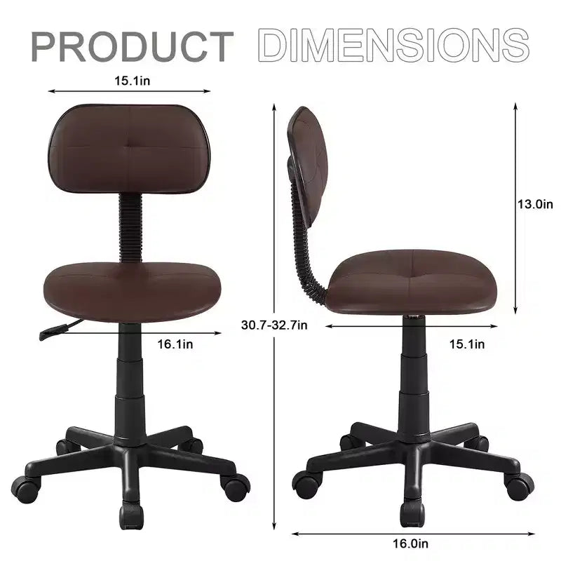 Tabouret roulant pivotant réglable en hauteur avec dossier, noir/café, une place