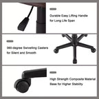 Tabouret roulant pivotant réglable en hauteur avec dossier, noir/café, une place