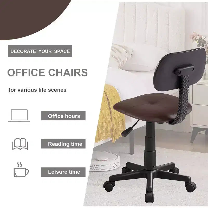 Tabouret roulant pivotant réglable en hauteur avec dossier, noir/café, une place