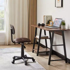 Tabouret roulant pivotant réglable en hauteur avec dossier, noir/café, une place