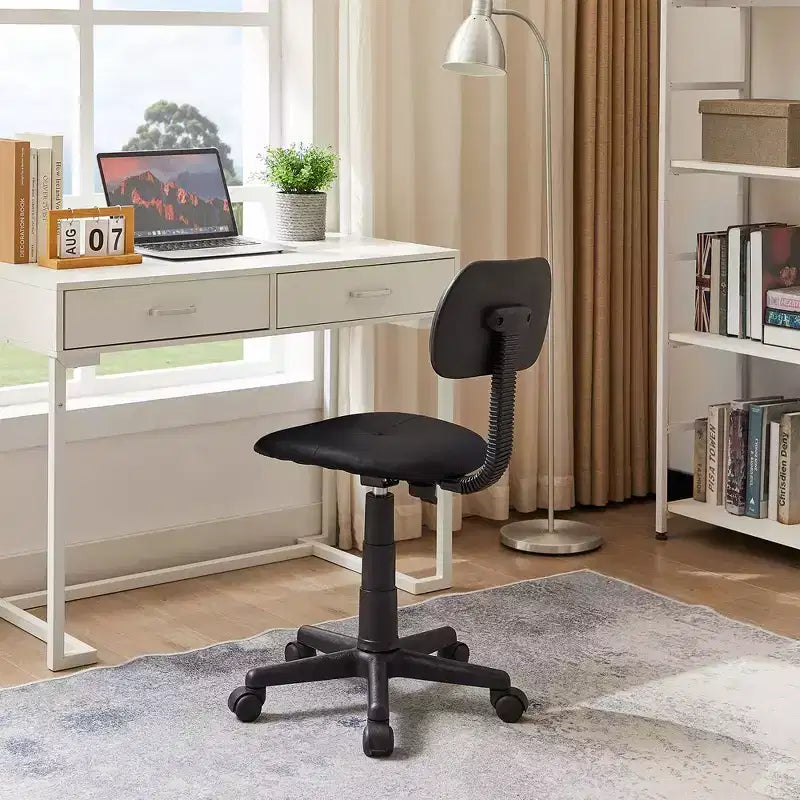 Tabouret roulant pivotant réglable en hauteur avec dossier, noir/café, une place