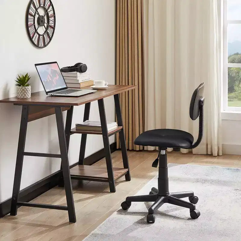 Tabouret roulant pivotant réglable en hauteur avec dossier, noir/café, une place