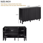 Meuble à chaussures 3 portes crème avec portes ondulées et étagères réglables, 120 cm L