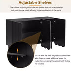 Meuble à chaussures 3 portes crème avec portes ondulées et étagères réglables, 120 cm L