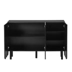 Meuble à chaussures 3 portes crème avec portes ondulées et étagères réglables, 120 cm L